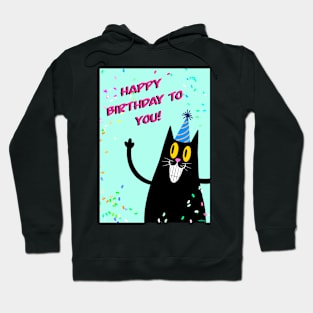 Happy Birthday Retro Black Cat Hoodie